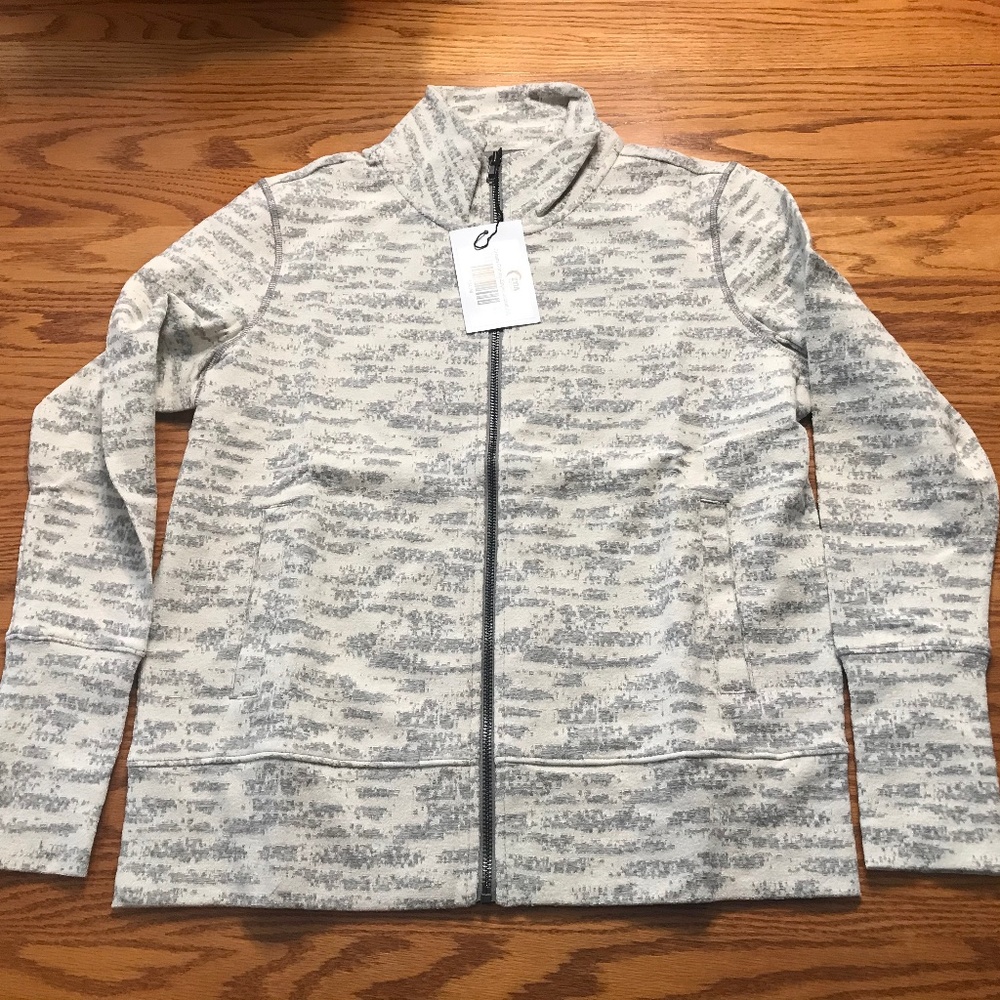 Zyia Cream Combo Zipper Jacket Size Medium